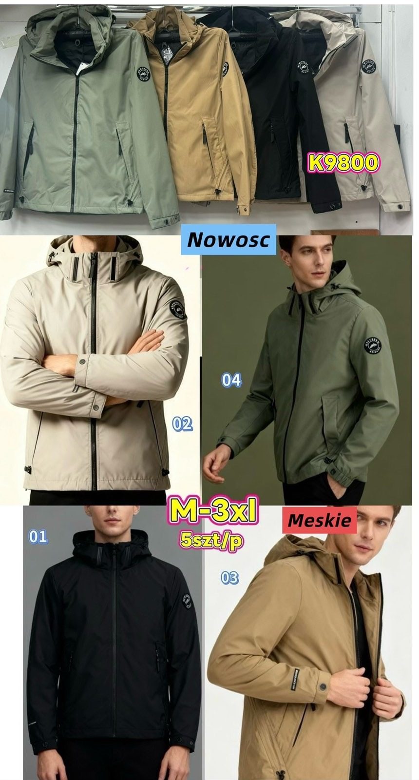 Kurtki MĘSKA_ Size m-3xl_ paczka 5szt_1kolor 6124501