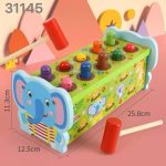 Ławka do bicia_ drewniana zabawka z młotkiem_ sortowanie klocków drewnianych Montessori 9719364