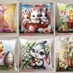 Poszewki dwustronne wielkanocne Rozmiar: 45x45cm_Paczka: 12 szt mix 9209050