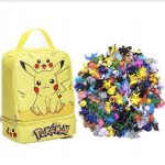 POKEMON PLECAK KOLEKCJONER WOREK + 144 SZT PIKACHU FIGURKI ZESTAW