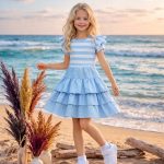 Sukienki DZIECIĘCA size 4-14 LAT _ paczka 6szt _1 kolor 5042576