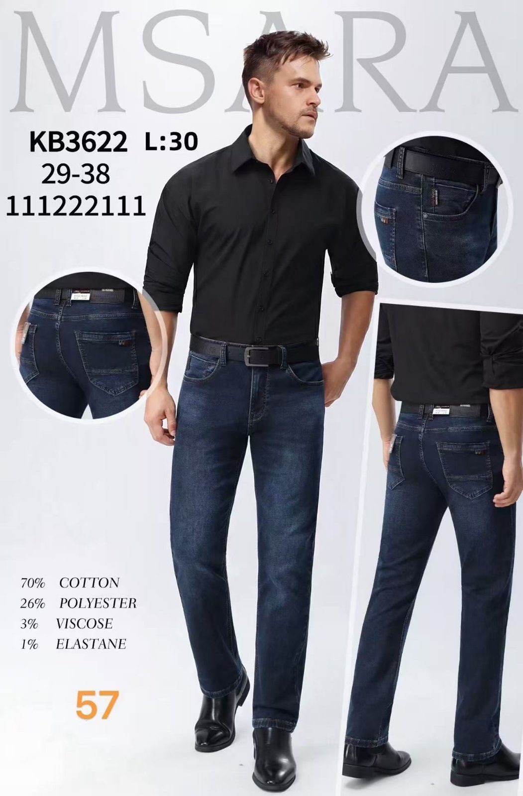 Spodnie JEANSOWE MĘSKA_size 29-38_paczka 12 szt_ 4439200