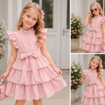 Sukienki DZIECIĘCA size 4-14 lat_ paczka 6szt _1 kolor 2625253
