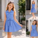 Sukienki DZIECIĘCA size 4-14 lat_ paczka 6szt _1 kolor 2625257