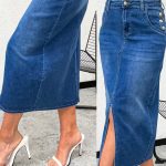 Spódnica długa Jeansowa Damskie _size 38-48 _paczka 12szt_ 8933146