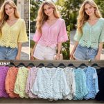 Bluzki Damskie Włoskie _size uni _paczka 6szt_mix kolor 3853632
