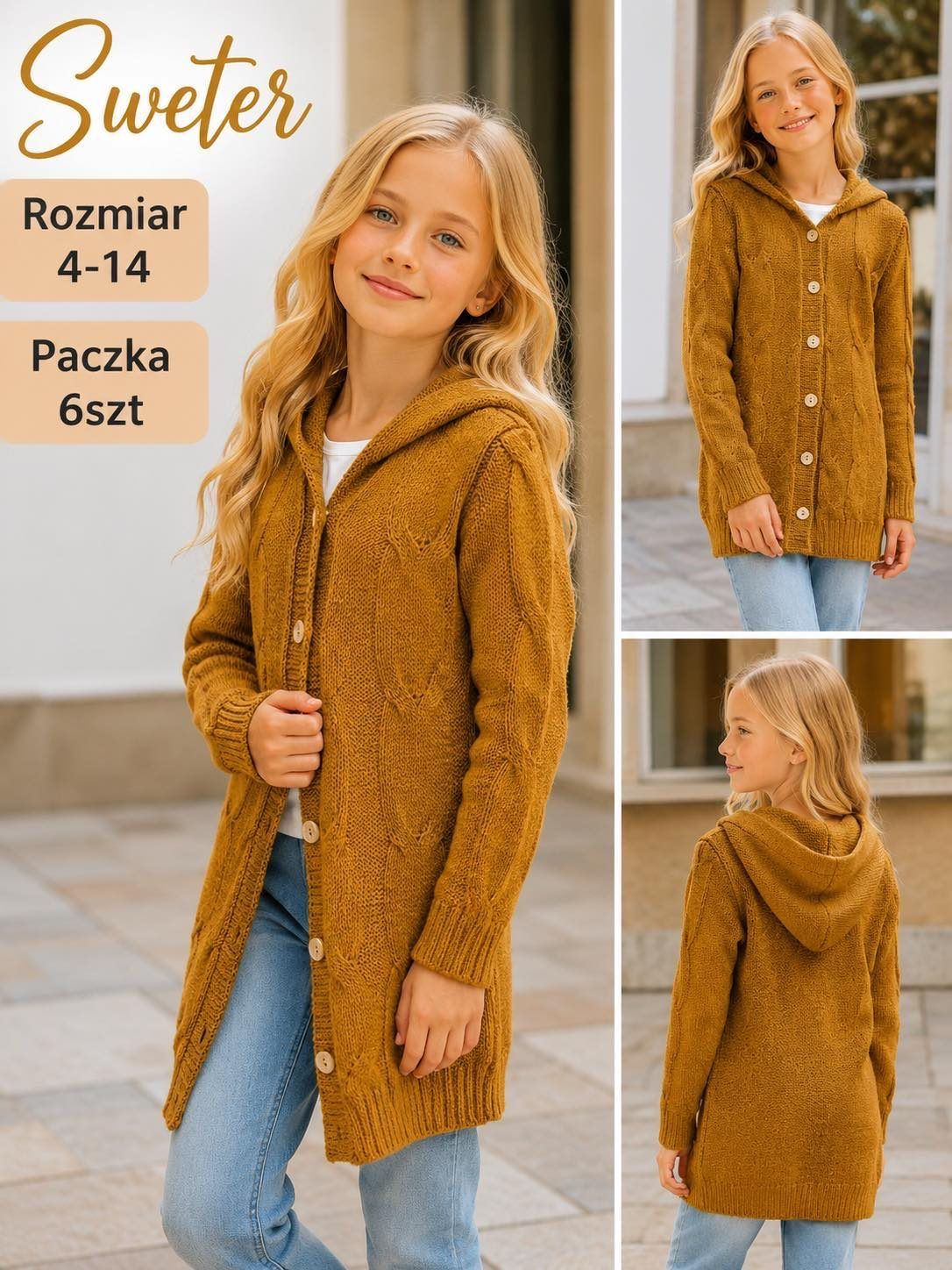 Swetry DZIECIĘCA size 4-14 lat_ paczka 6szt _1 kolor 7565020