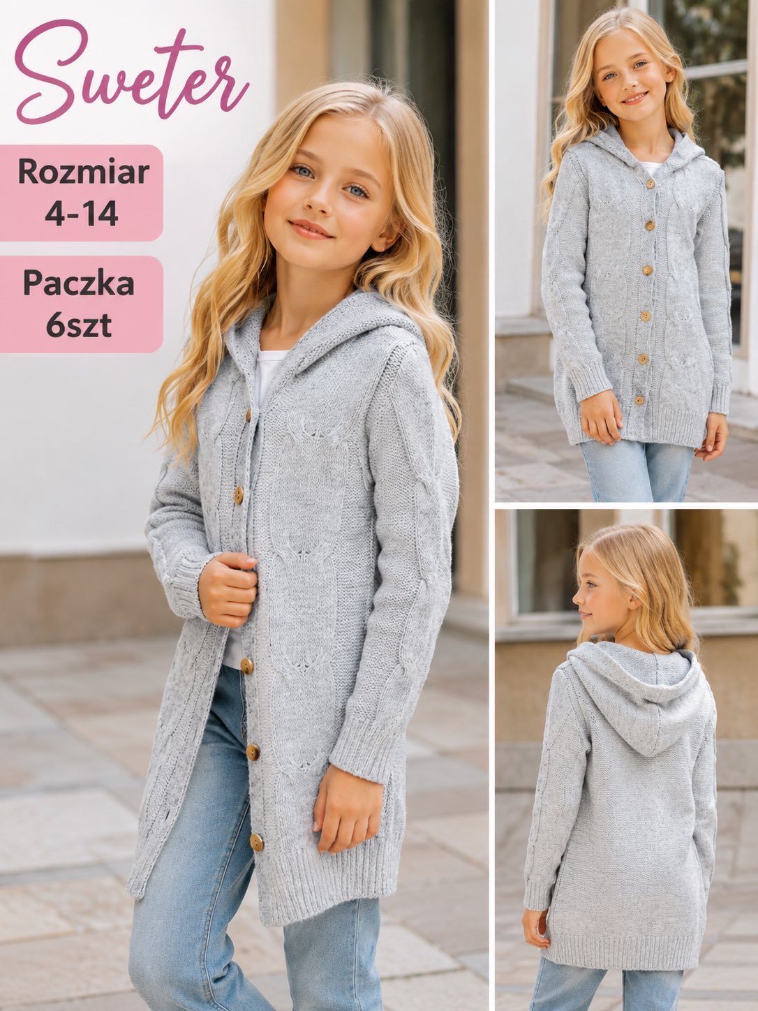 Swetry DZIECIĘCA size 4-14 lat_ paczka 6szt _1 kolor 7565022