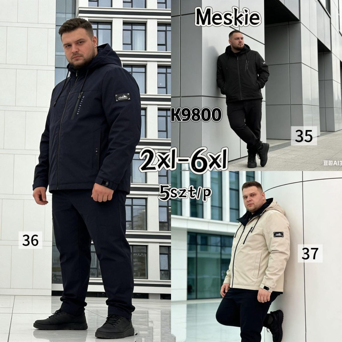 Kurtki MĘSKA _ Size 2xl-6xl_ paczka 5szt_1kolor 2039125