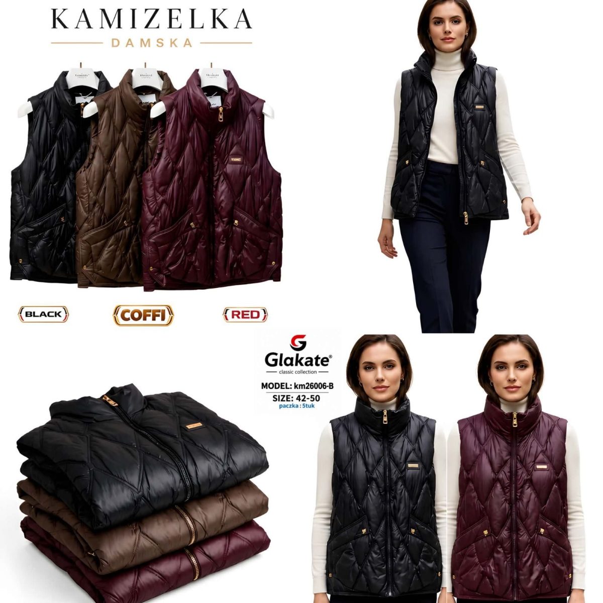 Kamizelki Damskie _ size 42-50_paczka 5szt_1 kolor 7608811