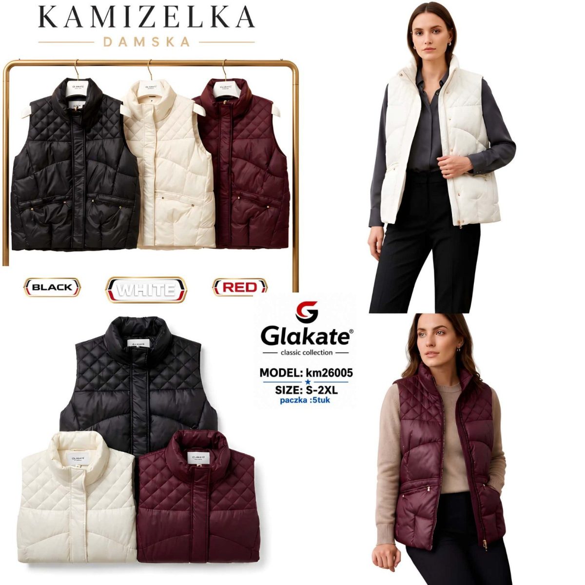Kamizelki Damskie _ size S-2XL_paczka 5szt_1 kolor 7608812