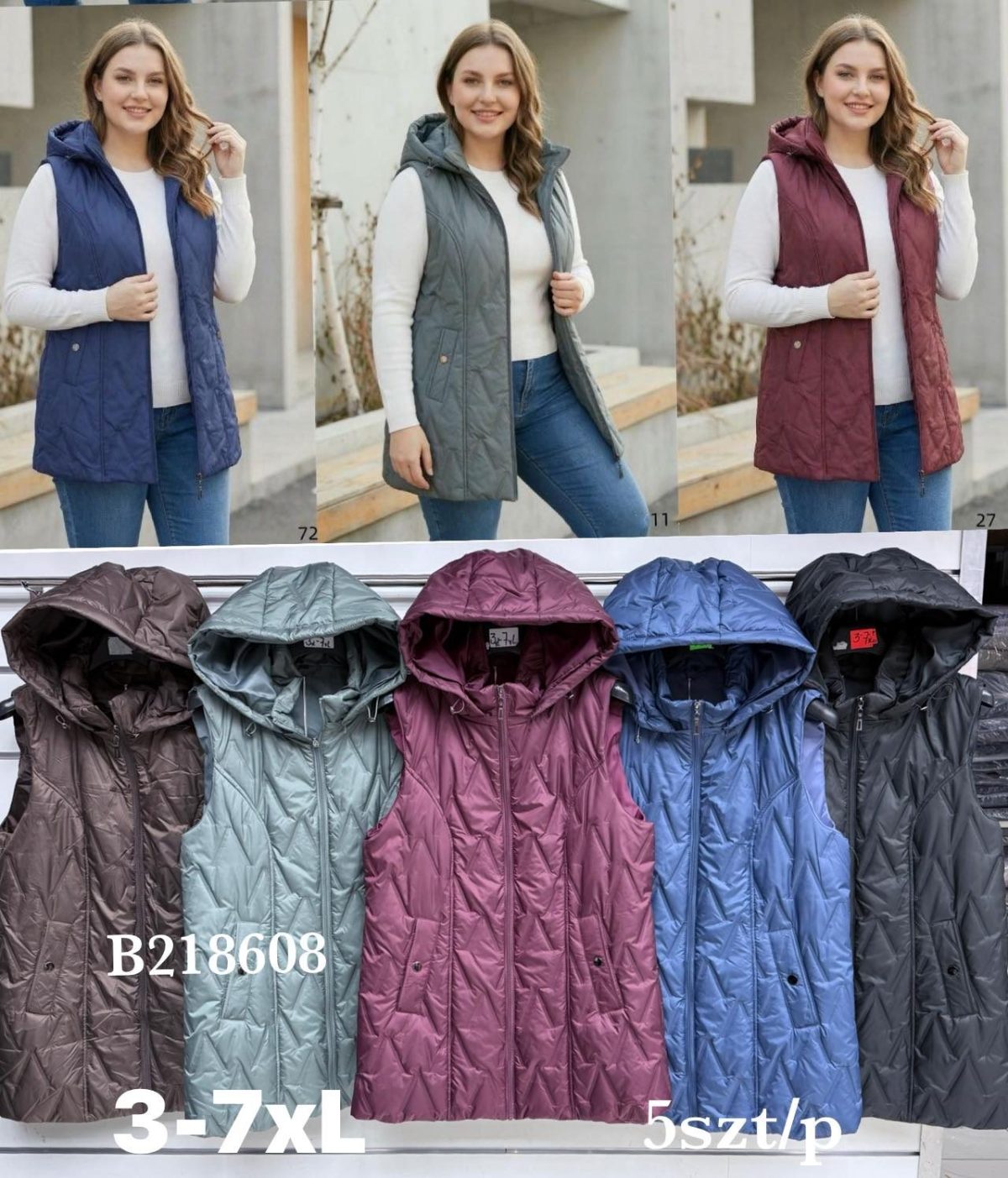 Kamizelki Damskie _ size 3-7xl_ paczka 5szt_ 1 kolor 4862501