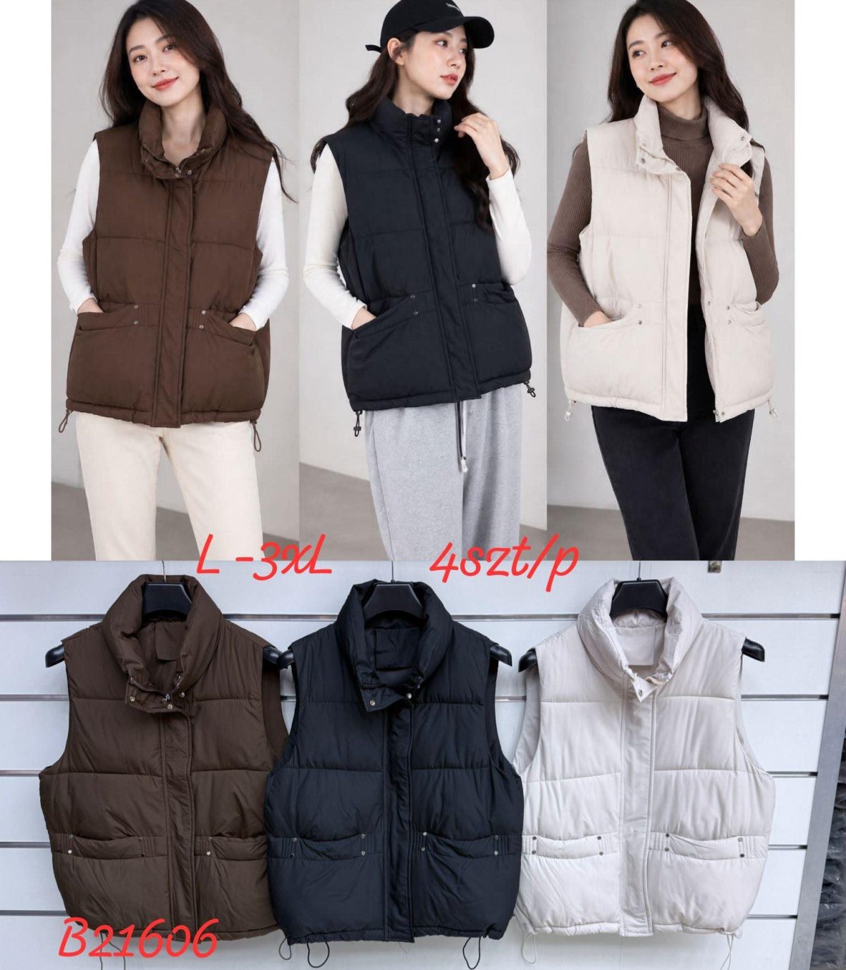 Kamizelki Damskie _ size l-3xl_ paczka 4szt_ 1 kolor 7824965
