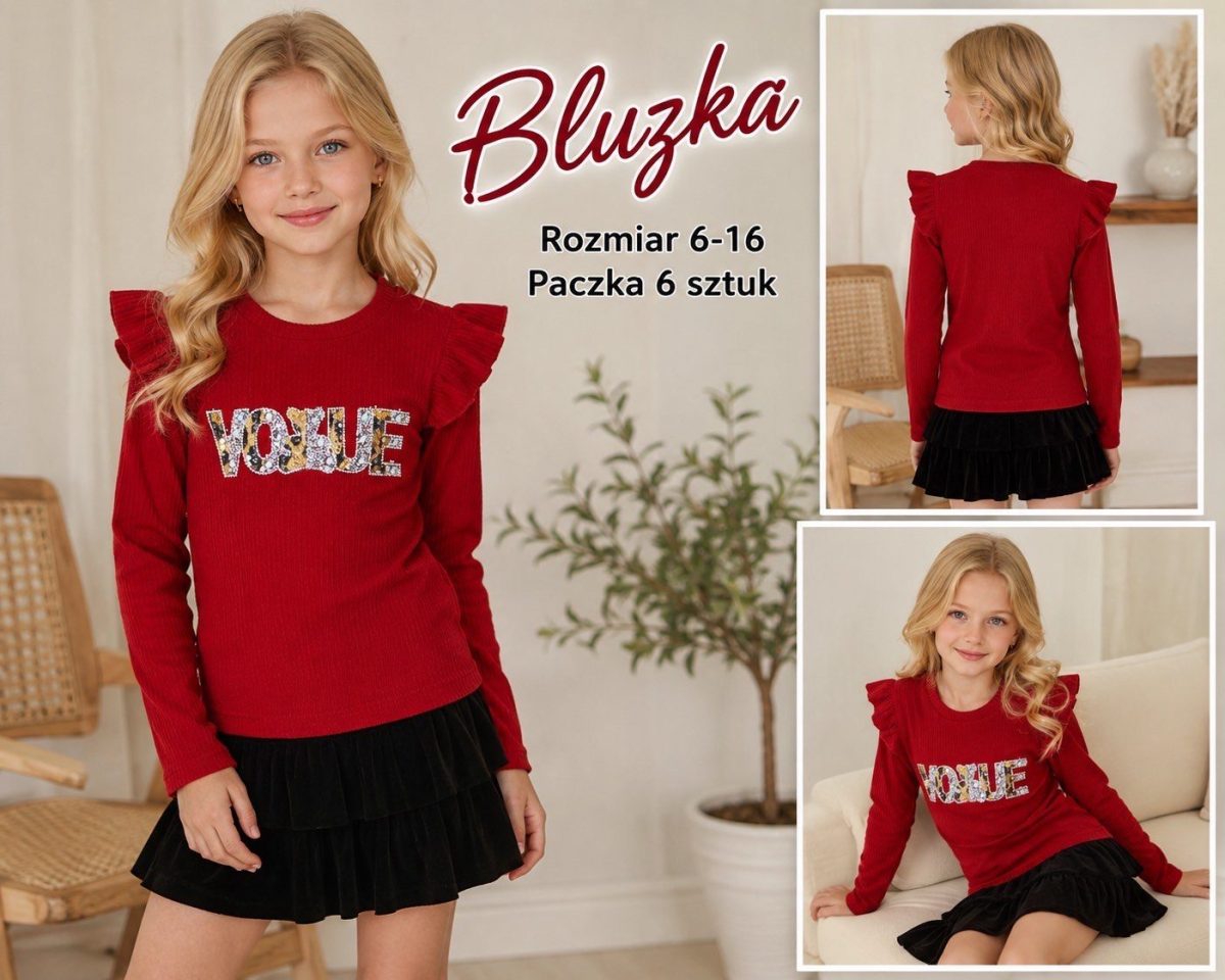 Bluzka DZIECIĘCA size 6-16 lat_ paczka 6szt _1 kolor 8472467
