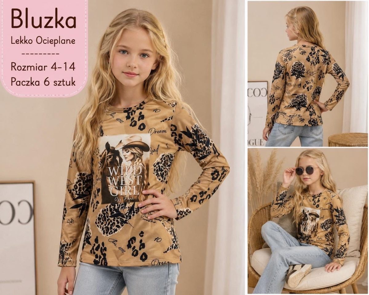 Bluzka DZIECIĘCA size 4-14 lat_ paczka 6szt _1 kolor 8472469