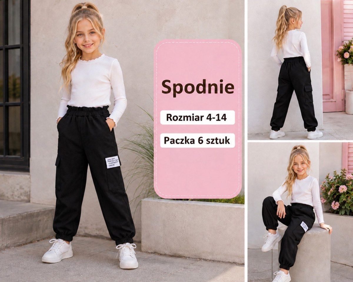 Spodnie DZIECIĘCA size 4-14 lat_ paczka 6szt _1 kolor 8472487