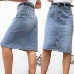 Spódnica długa Jeansowa Damskie   _size xs-xl_ paczka 12szt_[bez pasek] 4422687