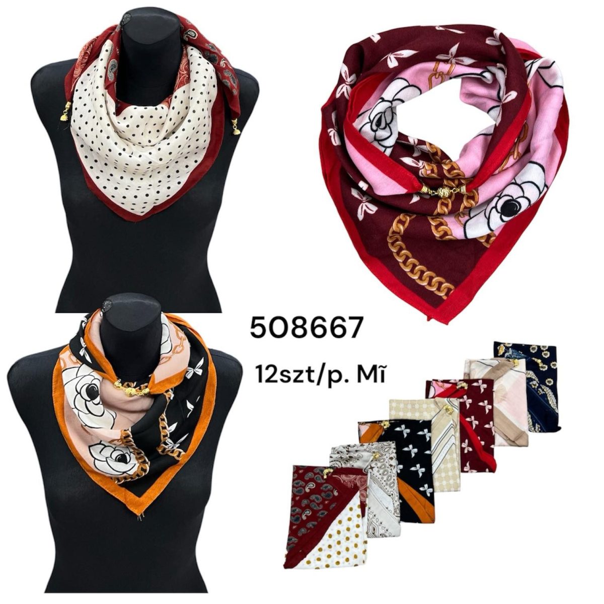 Szaliki Damskie_ paczka 12 szt _mix kolor 8618566