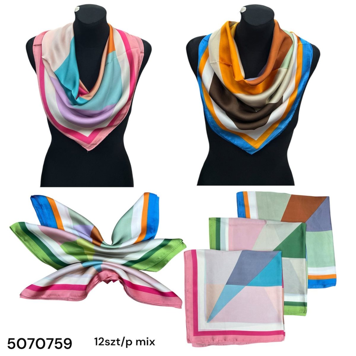 Szaliki Damskie_ paczka 12 szt _mix kolor 8618593