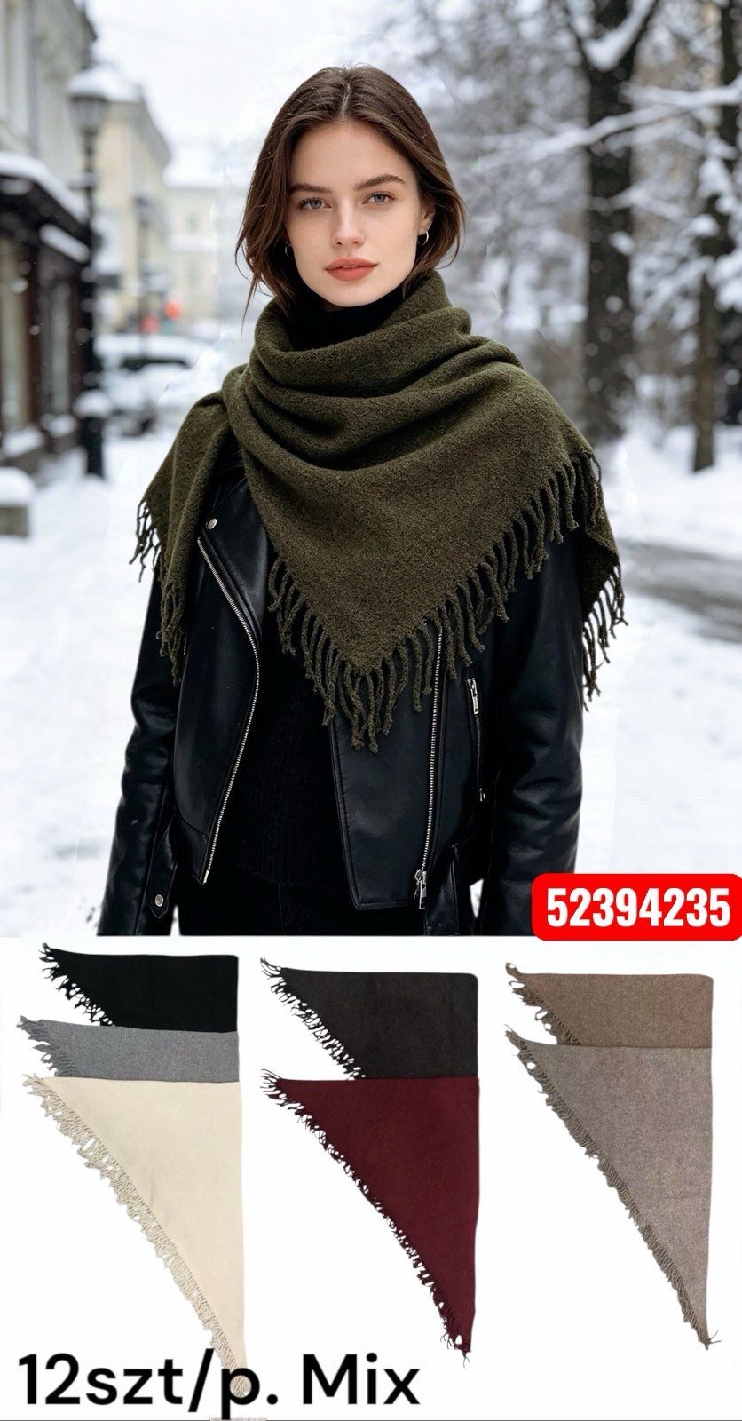 Szaliki Damskie_ paczka 12 szt _mix kolor 8618605