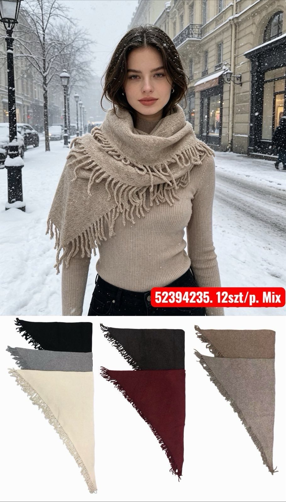 Szaliki Damskie_ paczka 12 szt _mix kolor 8618606
