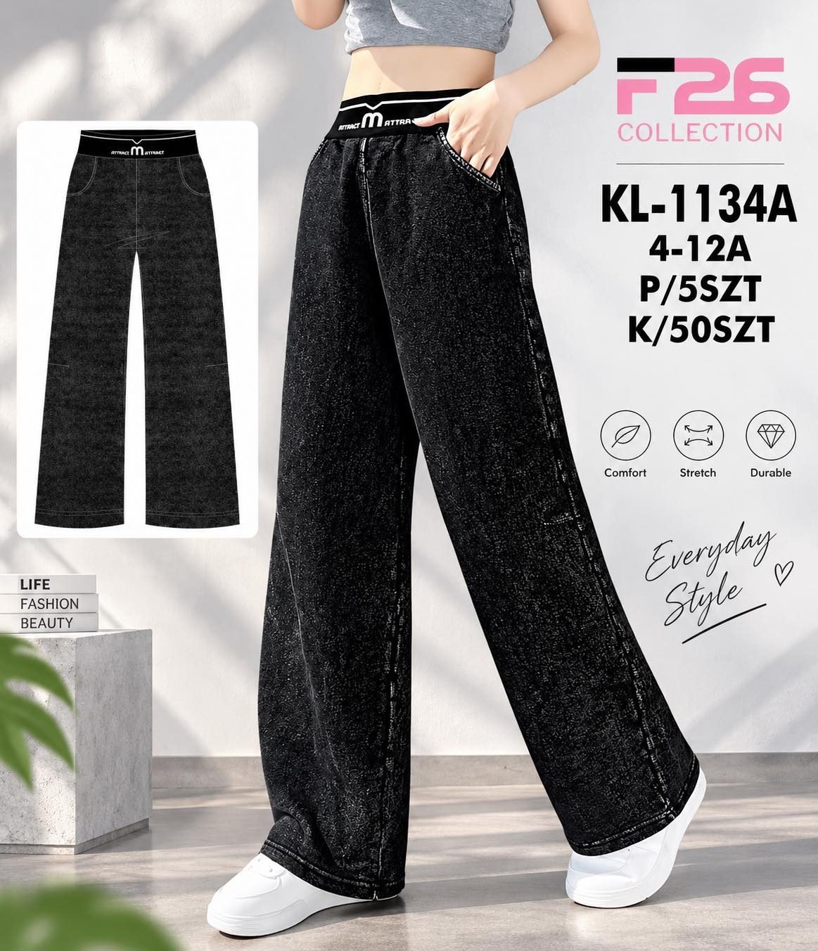 Spodnie jeansy DZIECIĘCA size 4-12 lat_ paczka 5szt _1 kolor 8618716