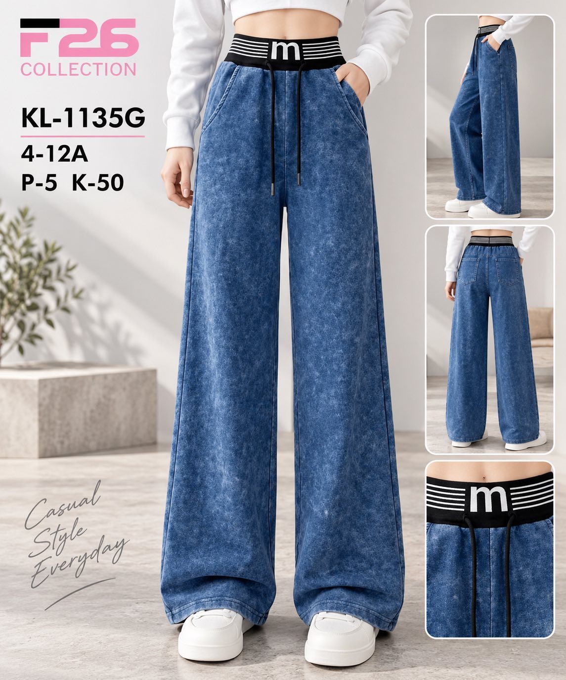 Spodnie jeansy DZIECIĘCA size 4-12 lat_ paczka 5szt _1 kolor 8618717