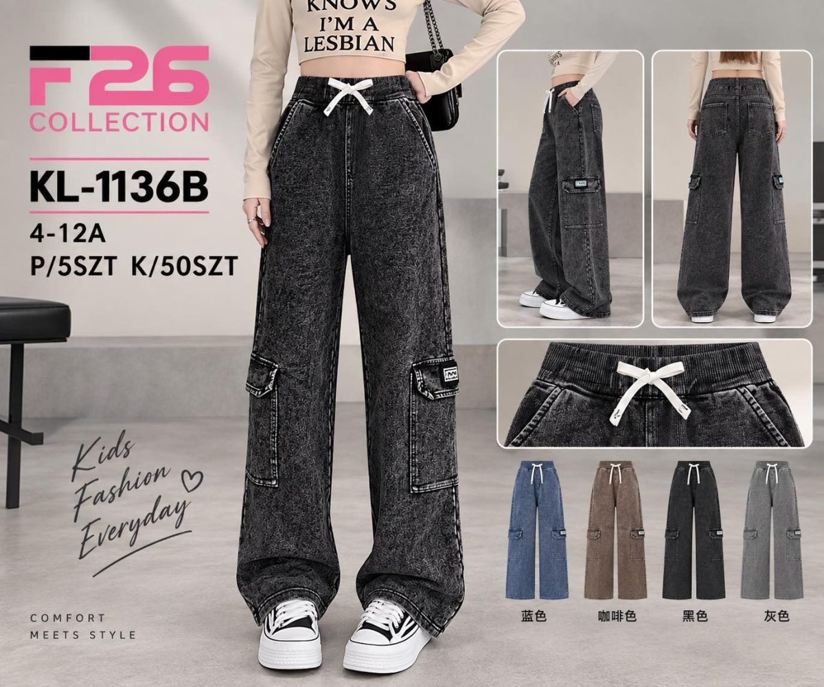 Spodnie jeansy DZIECIĘCA size 4-12 lat_ paczka 5szt _1 kolor 8618724