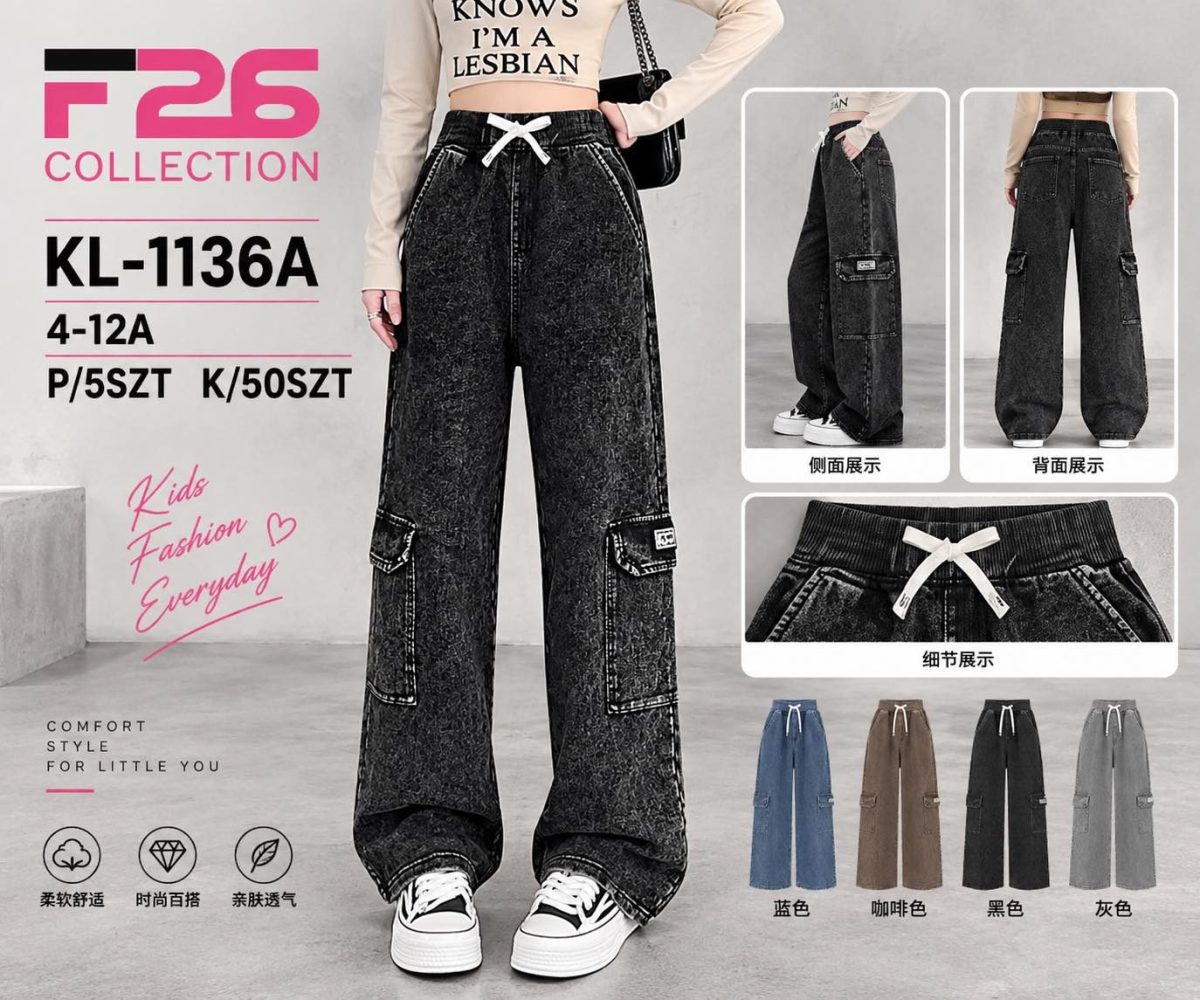 Spodnie jeansy DZIECIĘCA size 4-12 lat_ paczka 5szt _1 kolor 8618725