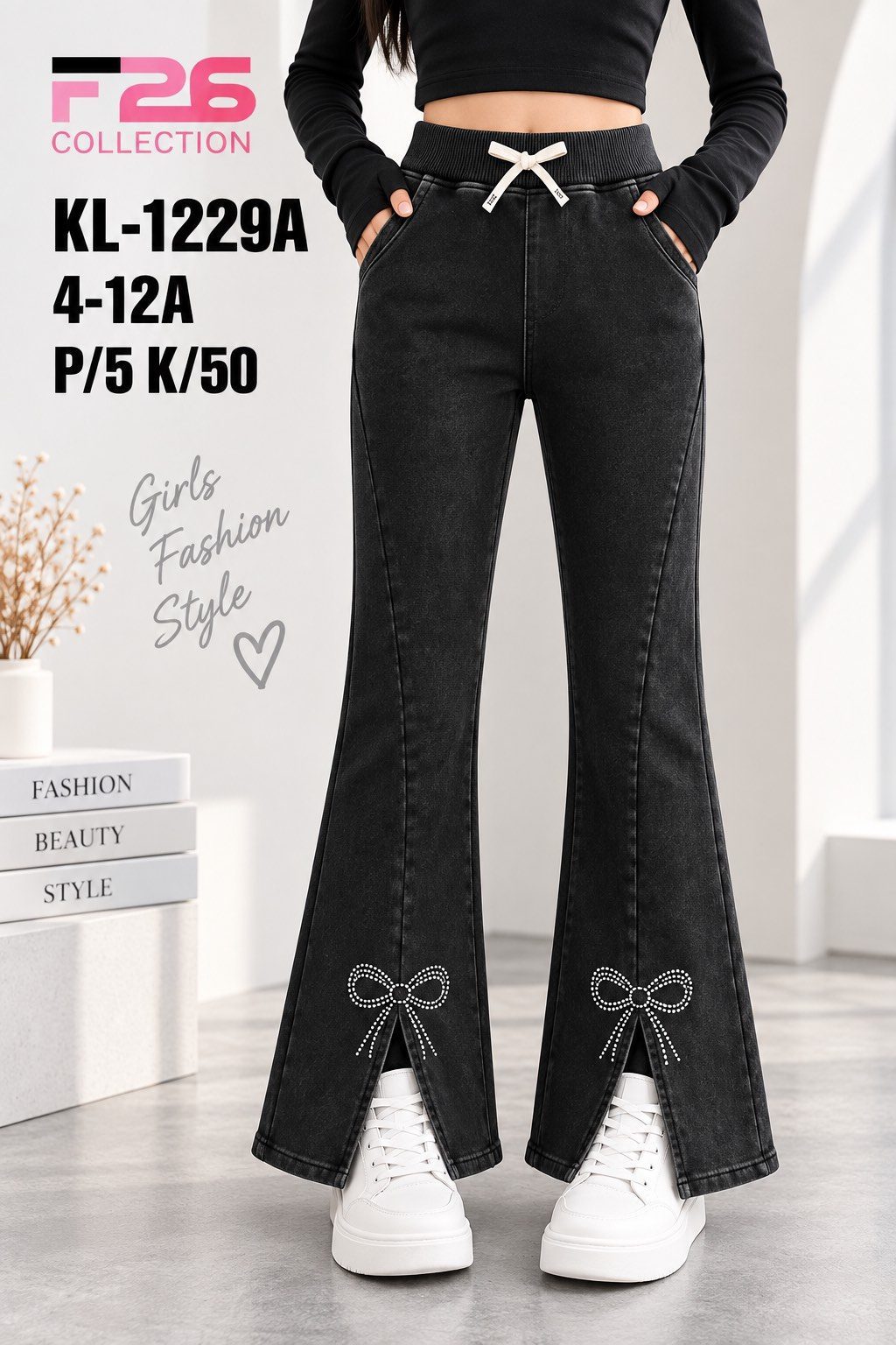 Spodnie jeansy DZIECIĘCA size 4-12 lat_ paczka 5szt _1 kolor 8618701