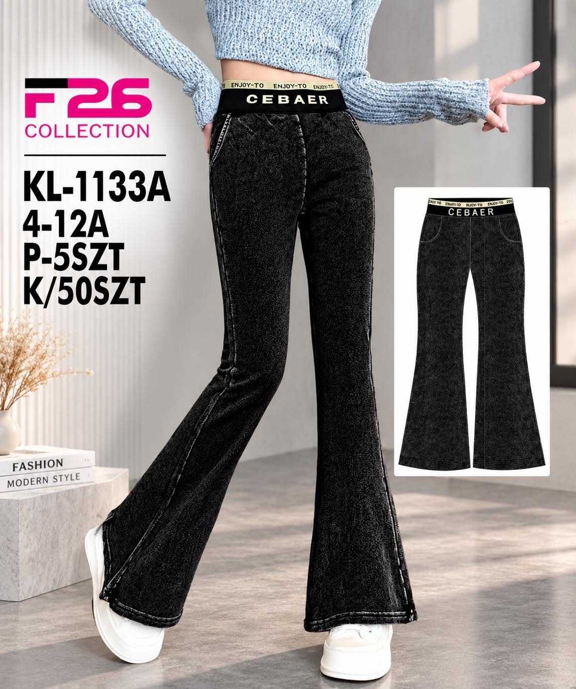 Spodnie jeansy DZIECIĘCA size 4-12 lat_ paczka 5szt _1 kolor 8618703