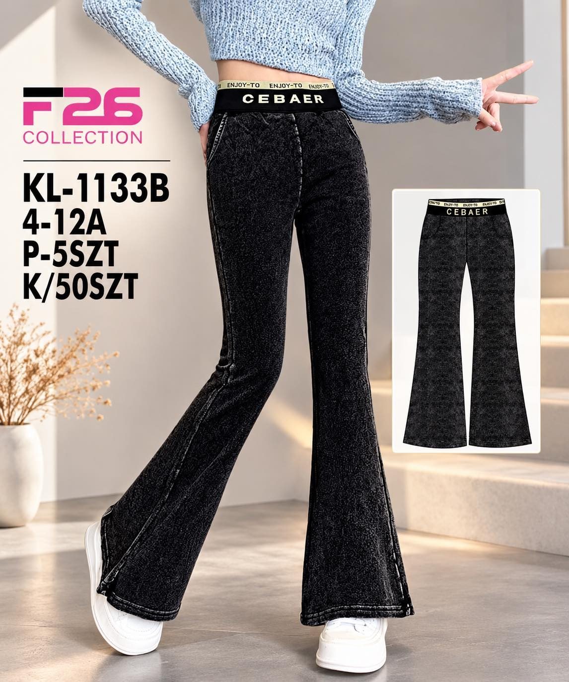 Spodnie jeansy DZIECIĘCA size 4-12 lat_ paczka 5szt _1 kolor 8618704
