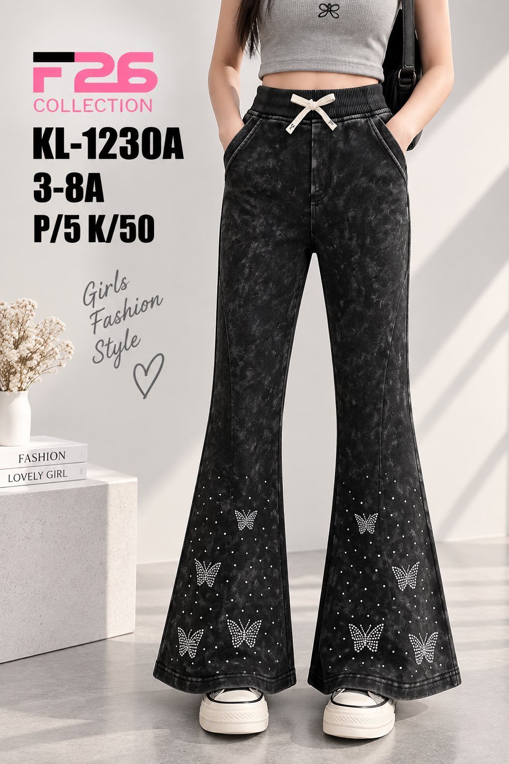 Spodnie jeansy DZIECIĘCA size 3-8 lat_ paczka 5szt _1 kolor 8618706