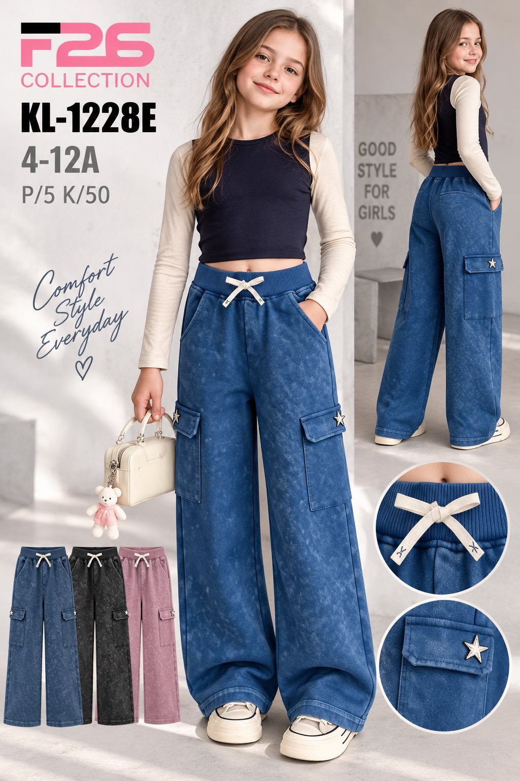 Spodnie jeansy DZIECIĘCA size 4-12 lat_ paczka 5szt _1 kolor 8618713
