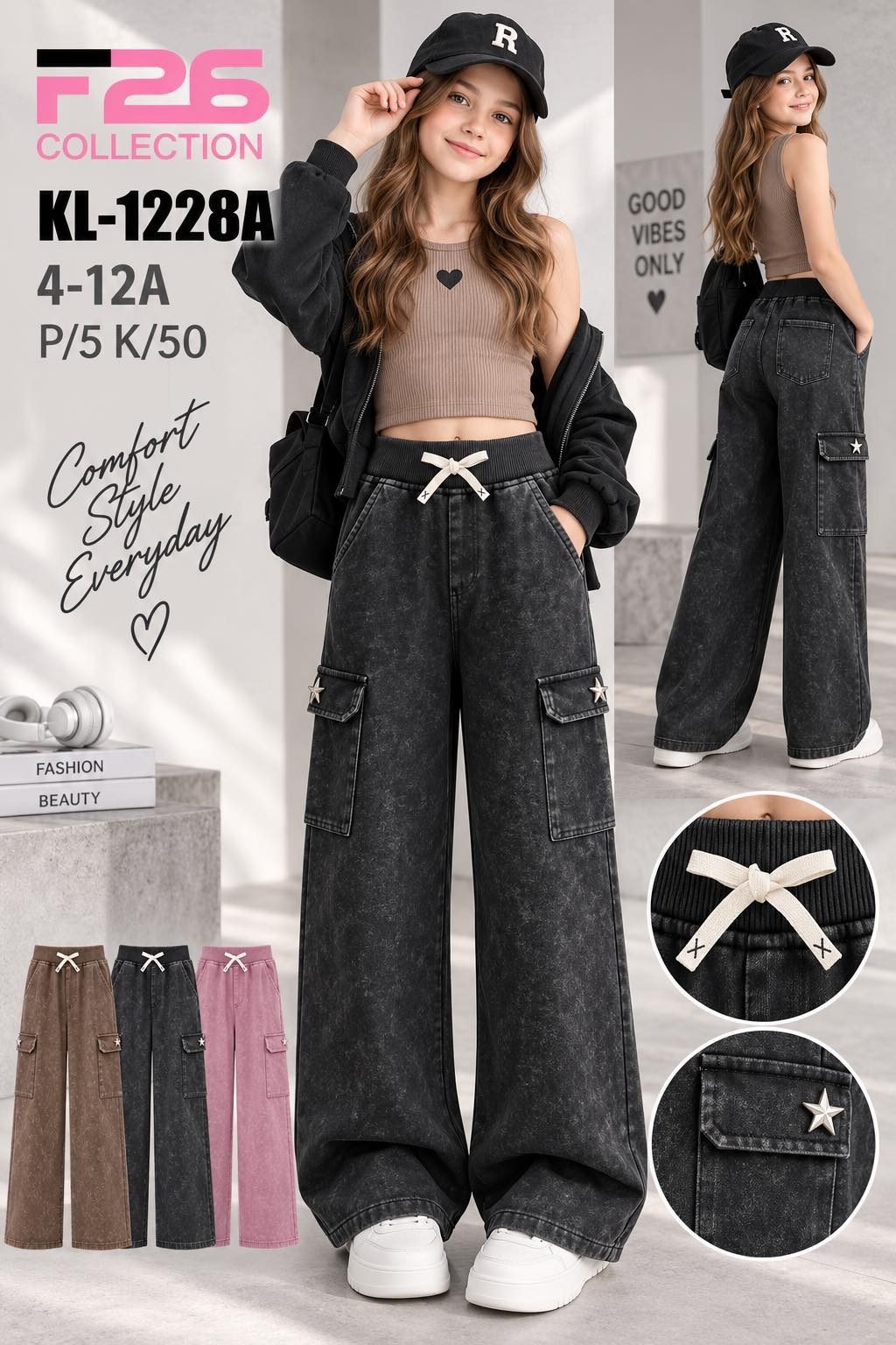 Spodnie jeansy DZIECIĘCA size 4-12 lat_ paczka 5szt _1 kolor 8618714