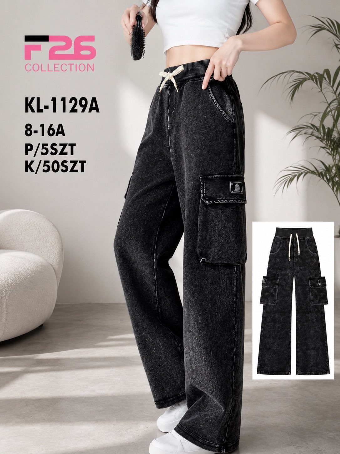 Spodnie jeansy DZIECIĘCA size 8-16 lat_ paczka 5szt _1 kolor 9113745