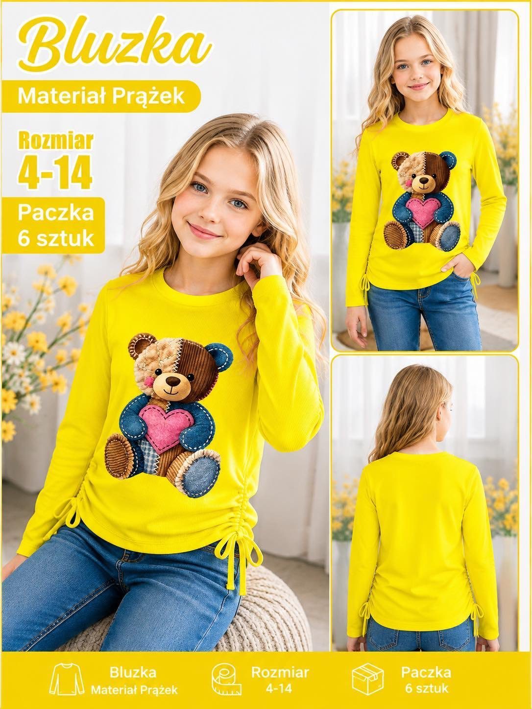 Bluzka DZIECIĘCA size 4-14 lat_ paczka 6szt _1 kolor 2484383