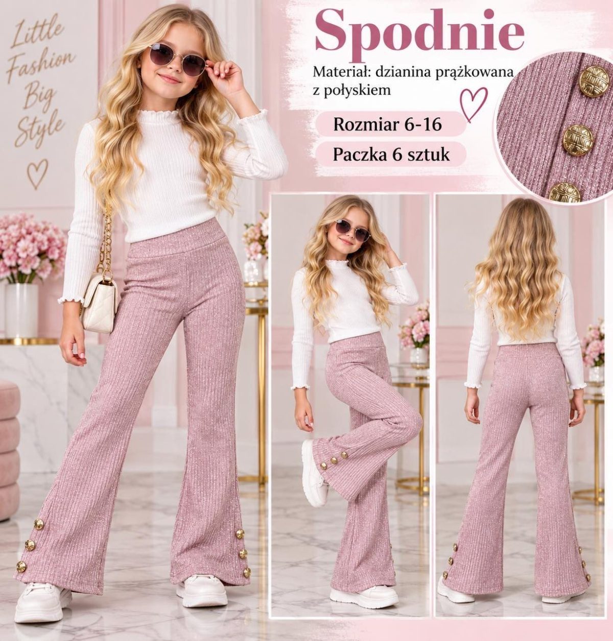 Spodnie DZIECIĘCA size 6-16 lat_ paczka 6szt _1 kolor 8234534