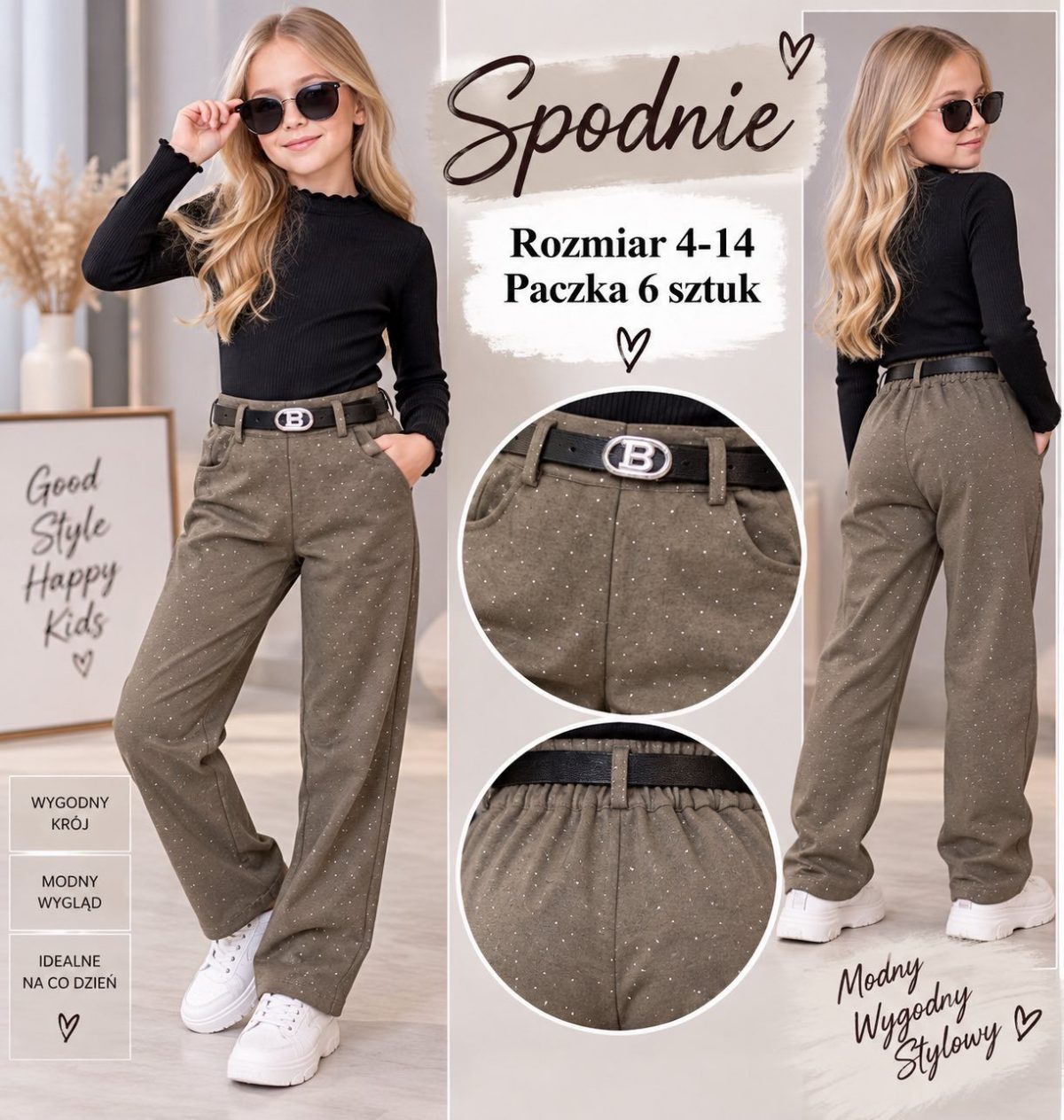 Spodnie DZIECIĘCA size 4-14 lat_ paczka 6szt _1 kolor 8234545