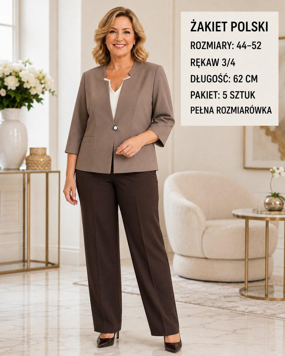 Żakiety Damskie Polskie_ size 44-52_ paczka 5szt 1 kolor 1684300