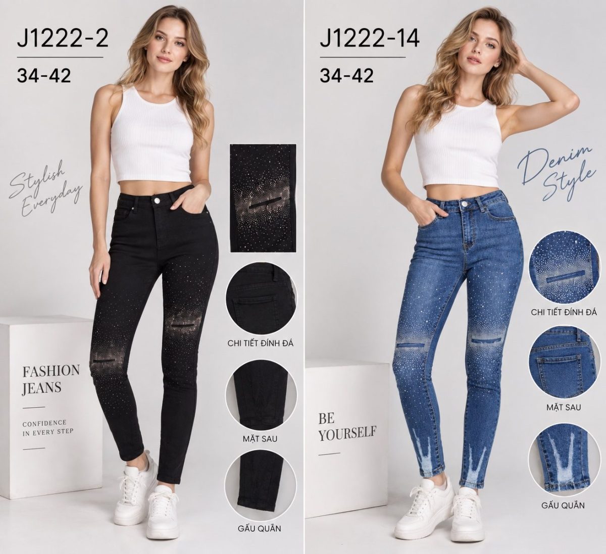 Jeansy Damskie _size 34-42_ paczka 10szt_1KOLOR 5196573