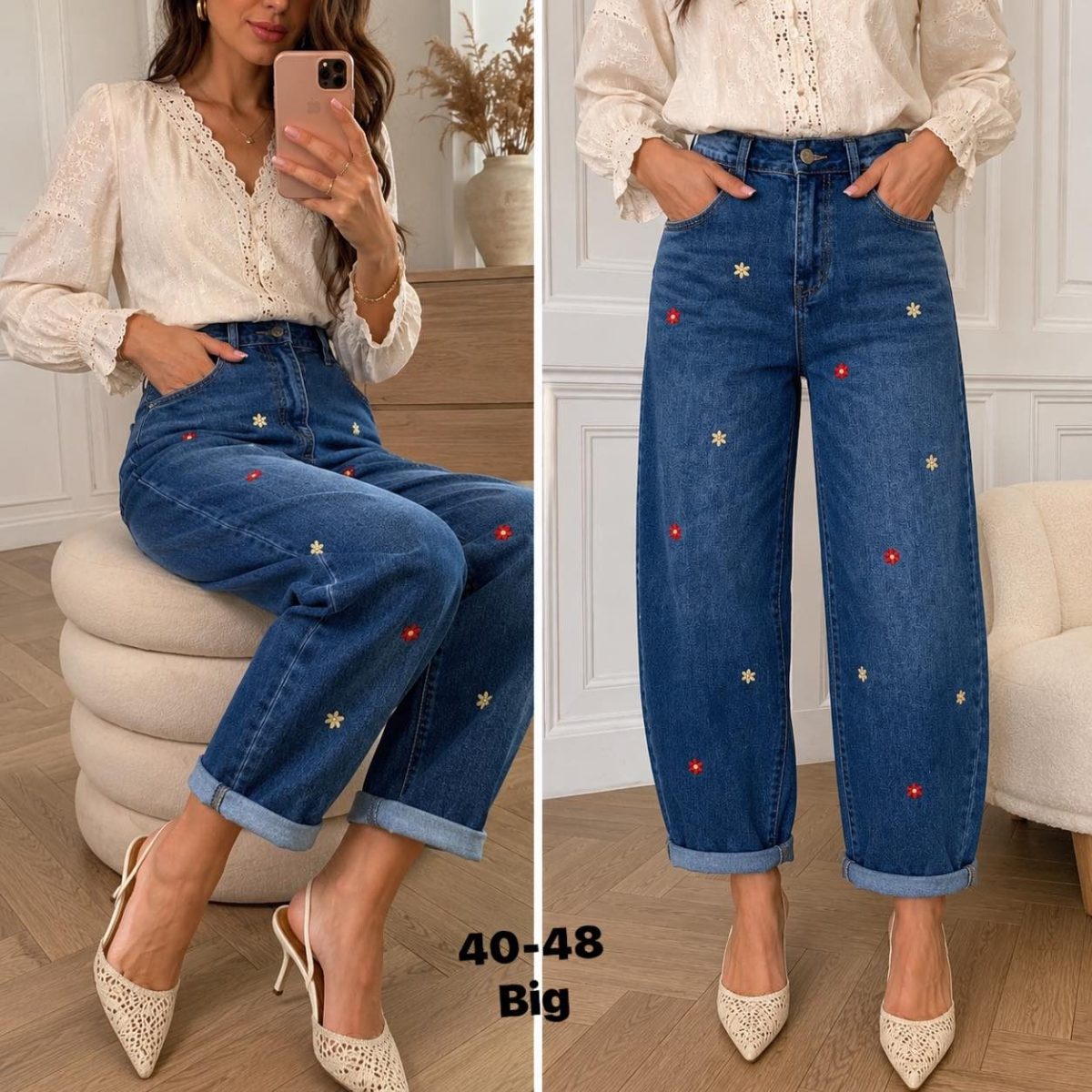 Jeansy Damskie _size 40-48_ paczka 12szt_ 5196656