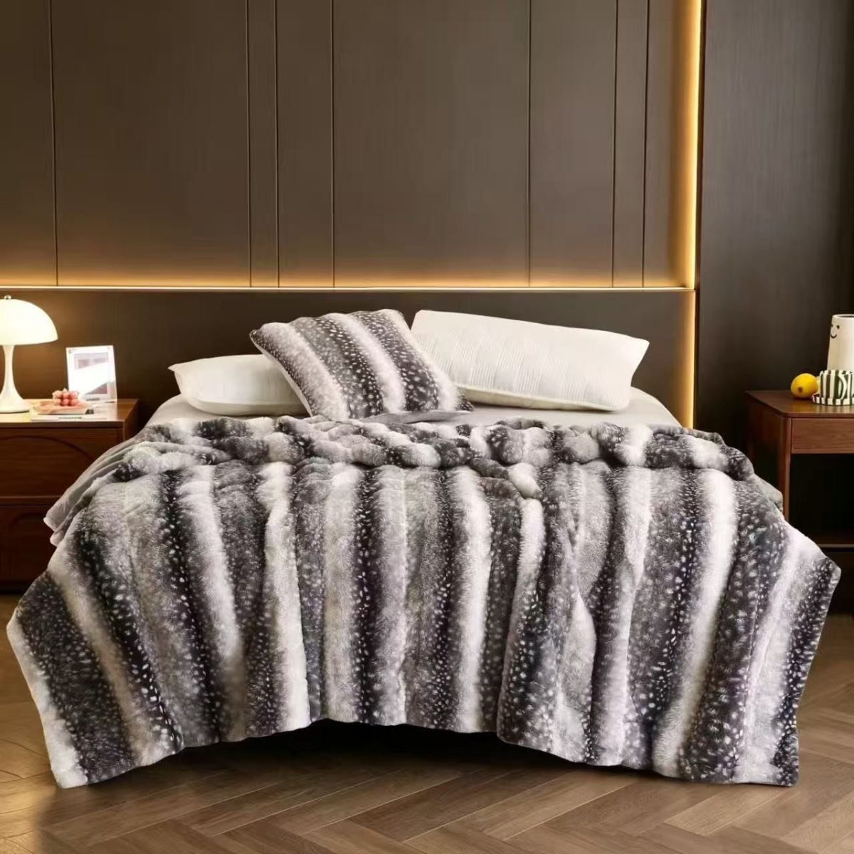 Luksusowy_ dwustronny_ miękki koc ze sztucznego futra Rozmiar : 200/230cm 7556106