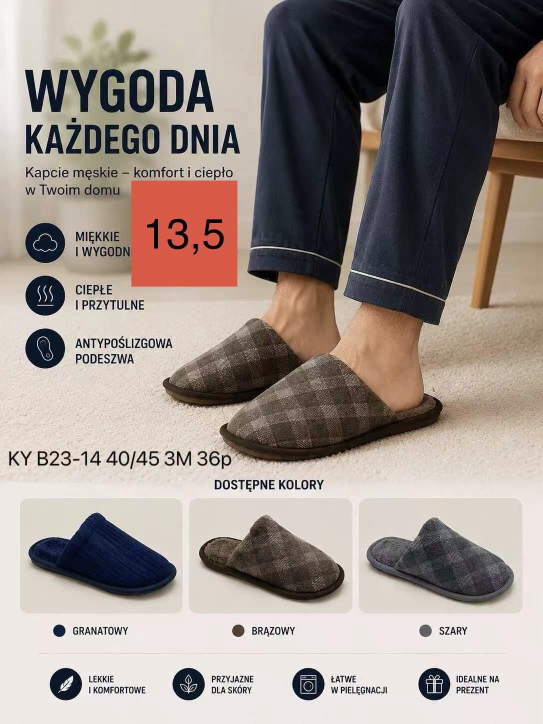 Buty Kapcie MĘSKIE (40-45_36par) 8991800