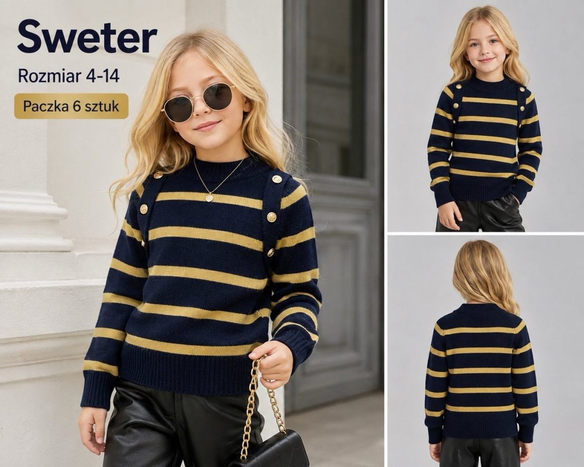 Swetry DZIECIĘCA size 4-14 lat_ paczka 6szt _1 kolor 5539017