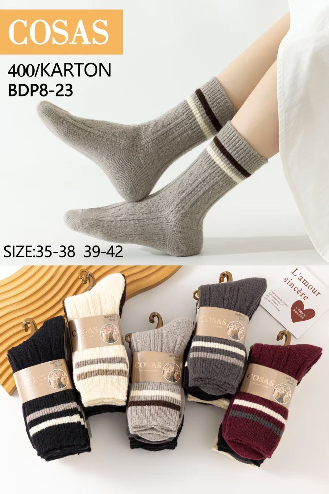 SKARPETY DAMSKIE .SIZE: 35-42_ (30PAR/PACZKA) KOLOR JAK NA ZDZIĘCIU 9411674