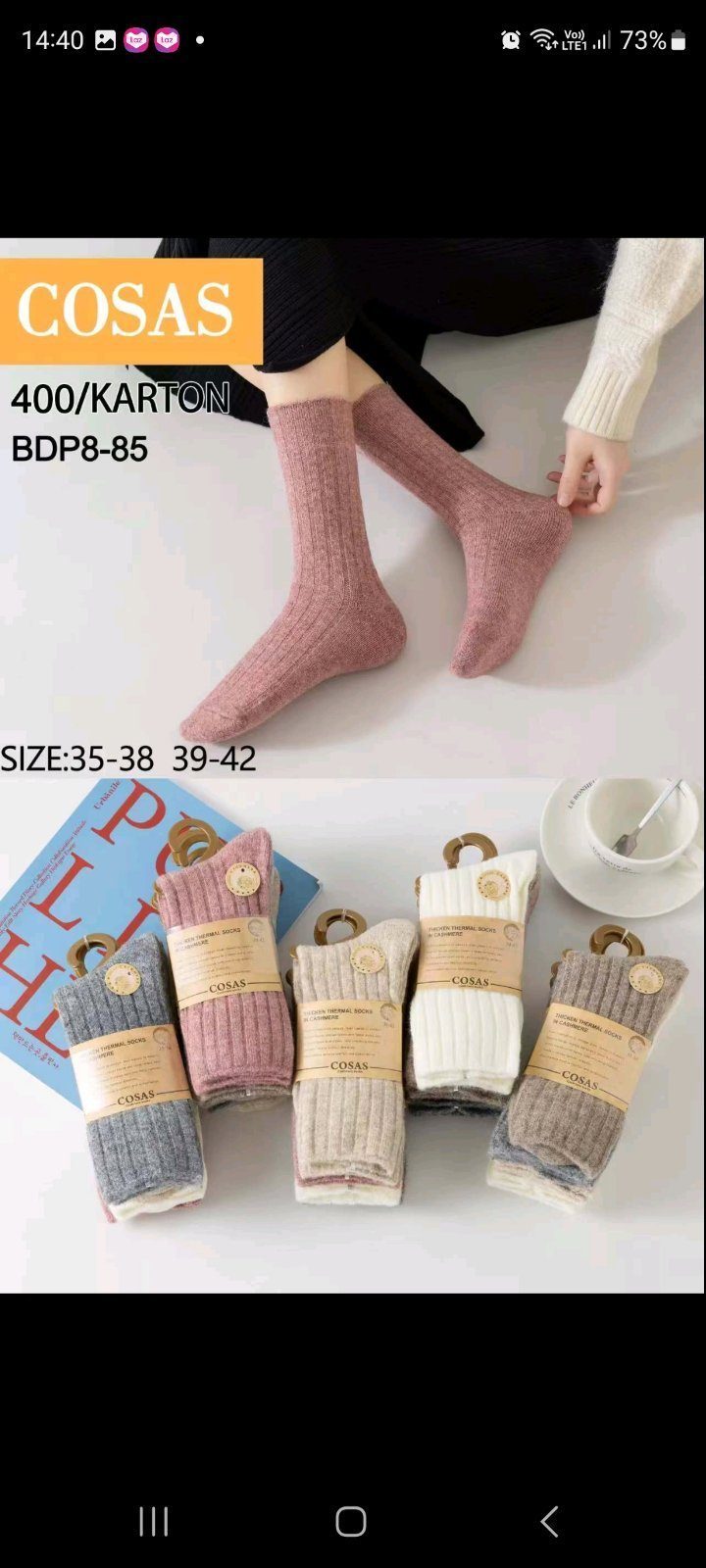 SKARPETY DAMSKIE .SIZE: 35-42_ (40PAR/PACZKA) KOLOR JAK NA ZDZIĘCIU 9413074
