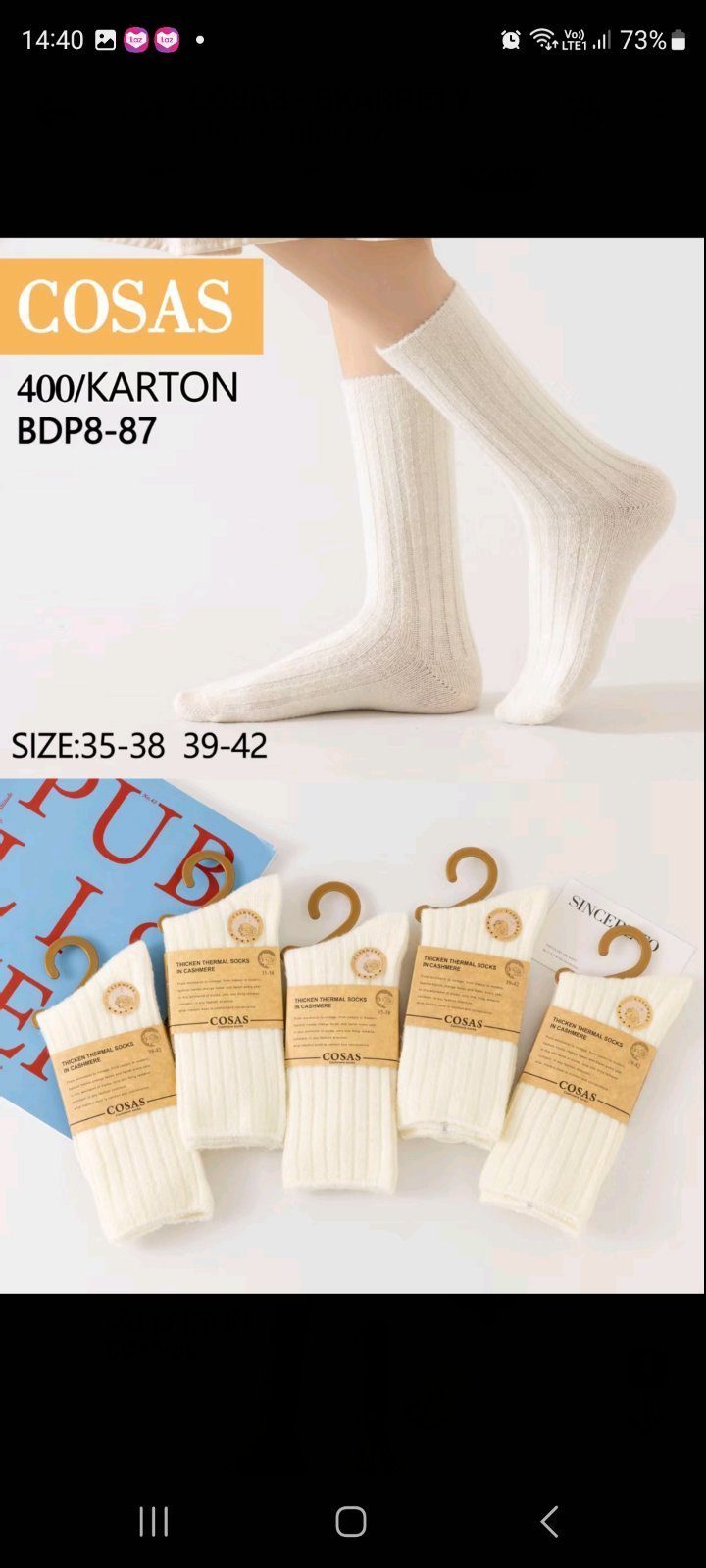 SKARPETY DAMSKIE .SIZE: 35-42_ (40PAR/PACZKA) KOLOR JAK NA ZDZIĘCIU 9413076