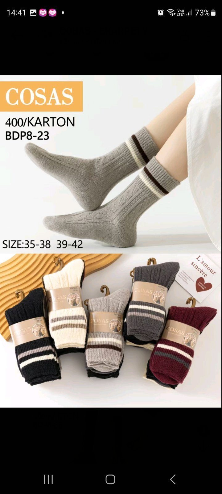 SKARPETY DAMSKIE .SIZE: 35-42_ (40PAR/PACZKA) KOLOR JAK NA ZDZIĘCIU 9413087