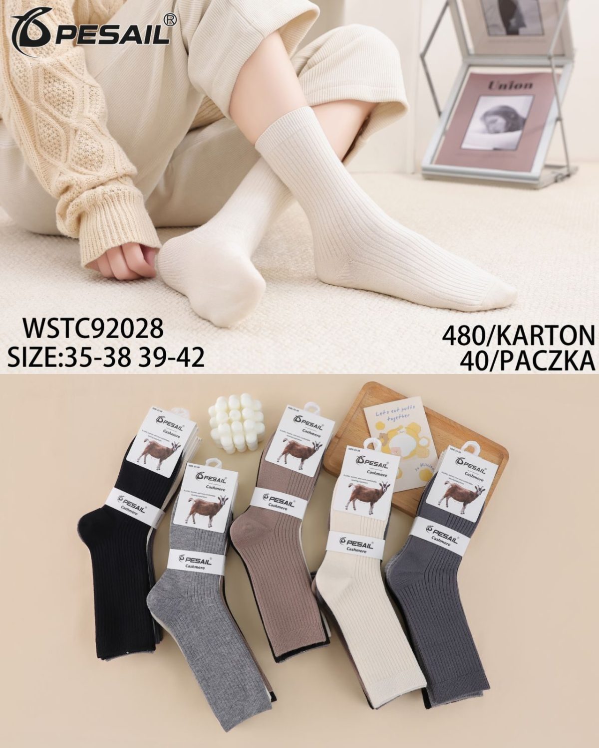 SKARPETY DAMSKIE .SIZE: 35-42_ (40PAR/PACZKA) KOLOR JAK NA ZDZIĘCIU 9413127